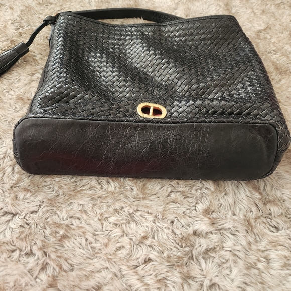 Dee Ocleppo 100% Leather Weaved Black Tote Bag Made in Italy - Picture 6 of 14